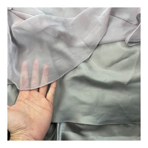 Mac Duggal Off The Shoulder Ruched A Line Gown Pearl Gray Size 18 - Picture 16 of 16